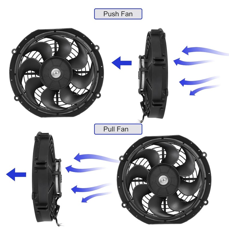 BETTERCLOUD Universal 10-Inch Slim Electric Radiator Cooling Fan Kit – 12V 80W Push/Pull with Thermostat, Relay, Wiring Harness & Mounting Kit, Universal Fit – Black - Image 4